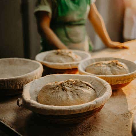 bowls of dough during proofing process