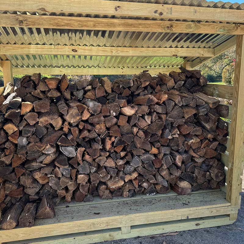 Close up of where the chopped wood get stored.